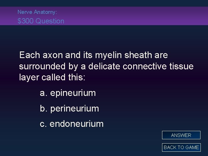 Nerve Anatomy: $300 Question Each axon and its myelin sheath are surrounded by a