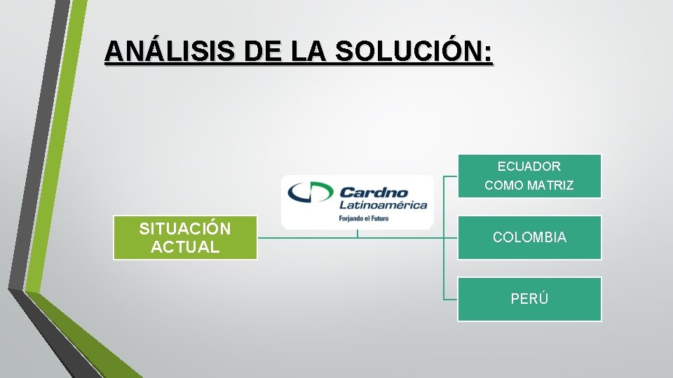 ANÁLISIS DE LA SOLUCIÓN: ECUADOR SITUACIÓN ACTUAL El Grupo Corporativo Cardno Región Latinoamérica COMO