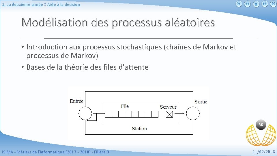 3. La deuxième année » Aide à la décision Modélisation des processus aléatoires •