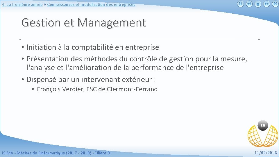 4. La troisième année » Connaissances et modélisation des entreprises Gestion et Management •