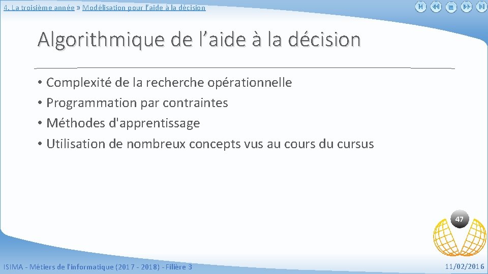 4. La troisième année » Modélisation pour l’aide à la décision Algorithmique de l’aide