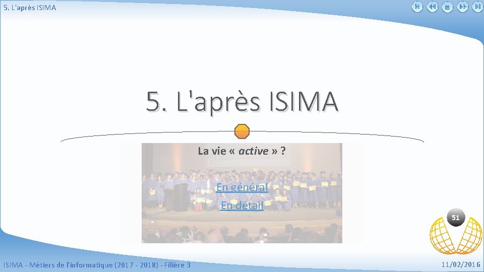 5. L'après ISIMA La vie « active » ? En général En détail 51