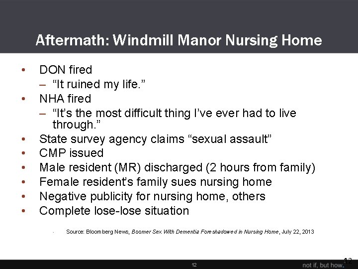 Aftermath: Windmill Manor Nursing Home • • DON fired – “It ruined my life.