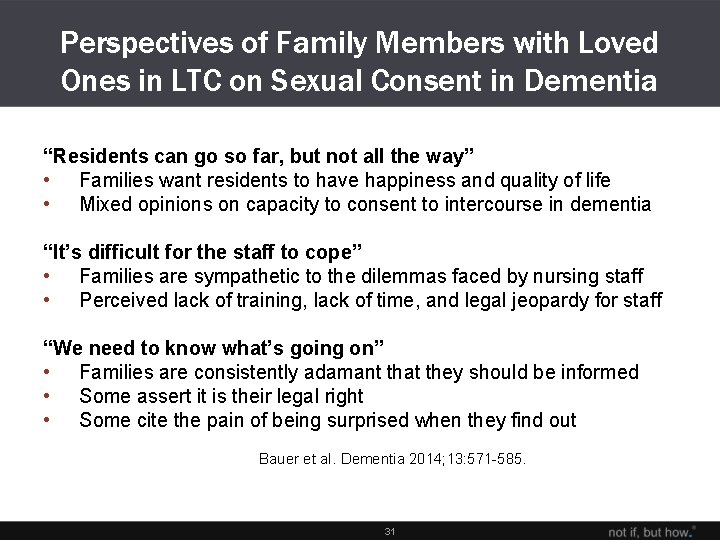 Perspectives of Family Members with Loved Ones in LTC on Sexual Consent in Dementia