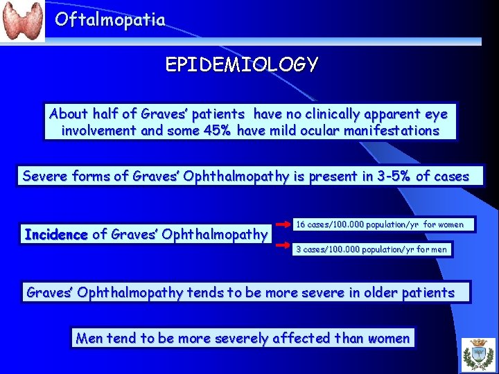 Oftalmopatia EPIDEMIOLOGY About half of Graves’ patients have no clinically apparent eye involvement and