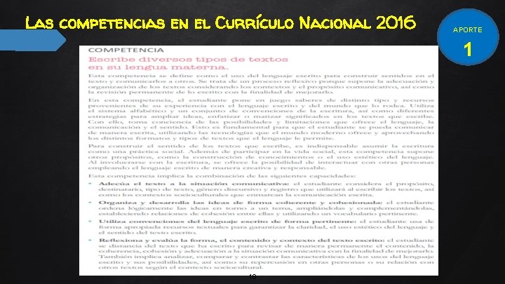 Las competencias en el Currículo Nacional 2016 APORTE 1 18 