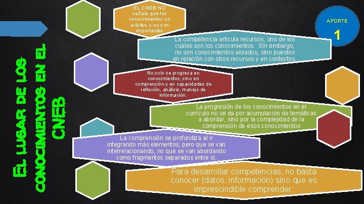 El lugar de los conocimientos en el CNEB EL CNEB NO señala que los