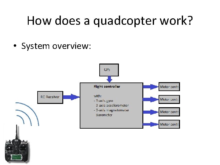 How does a quadcopter work? • System overview: 