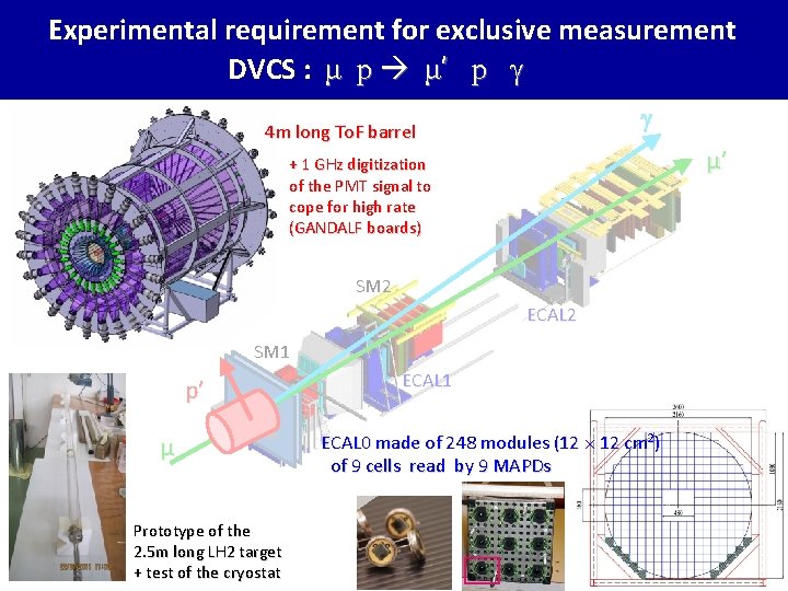 Experimental requirement for exclusive measurement DVCS : μ p μ’ p 4 m long