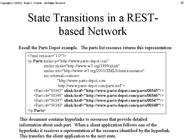 Copyright (c) [2002]. Roger L. Costello. All Rights Reserved. State Transitions in a RESTbased