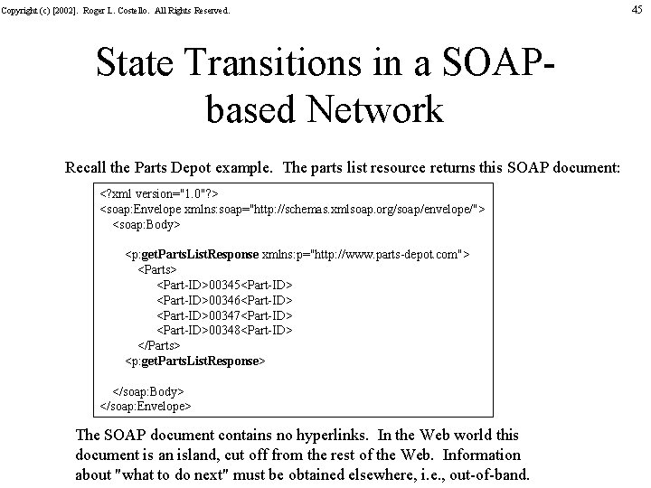 Copyright (c) [2002]. Roger L. Costello. All Rights Reserved. State Transitions in a SOAPbased