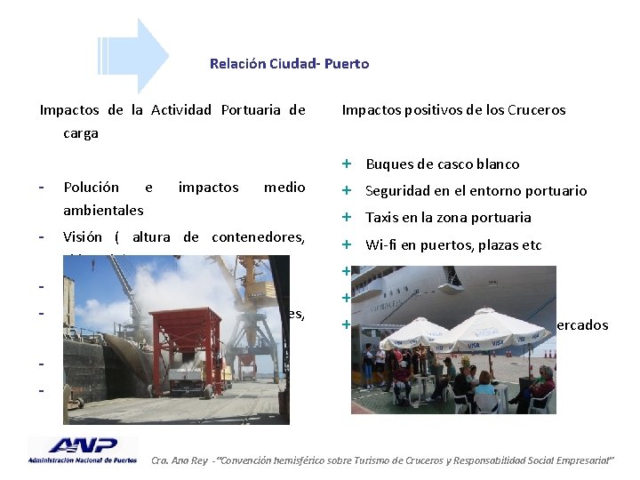 Relación Ciudad- Puerto Impactos de la Actividad Portuaria de carga Impactos positivos de los