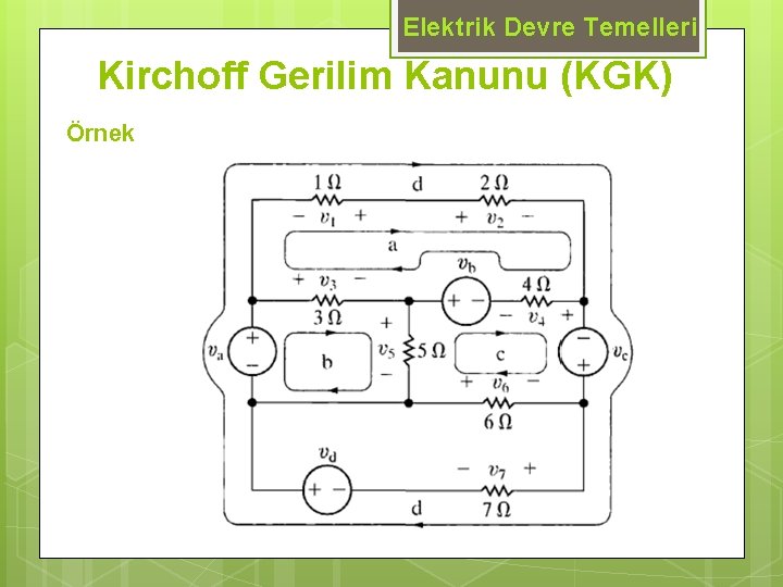 Elektrik Devre Temelleri Kirchoff Gerilim Kanunu (KGK) Örnek 