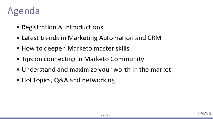 Agenda • Registration & introductions • Latest trends in Marketing Automation and CRM •