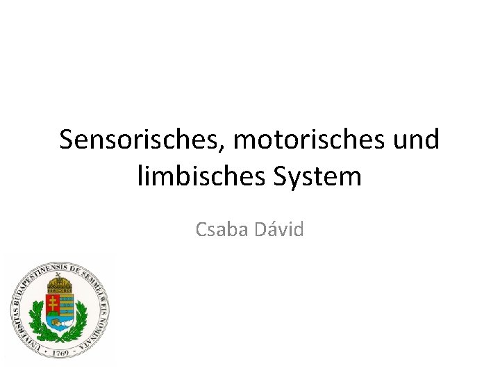 Sensorisches, motorisches und limbisches System Csaba Dávid 