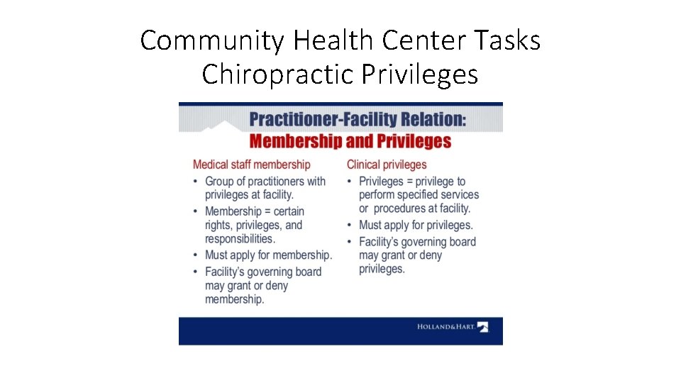 Community Health Center Tasks Chiropractic Privileges 