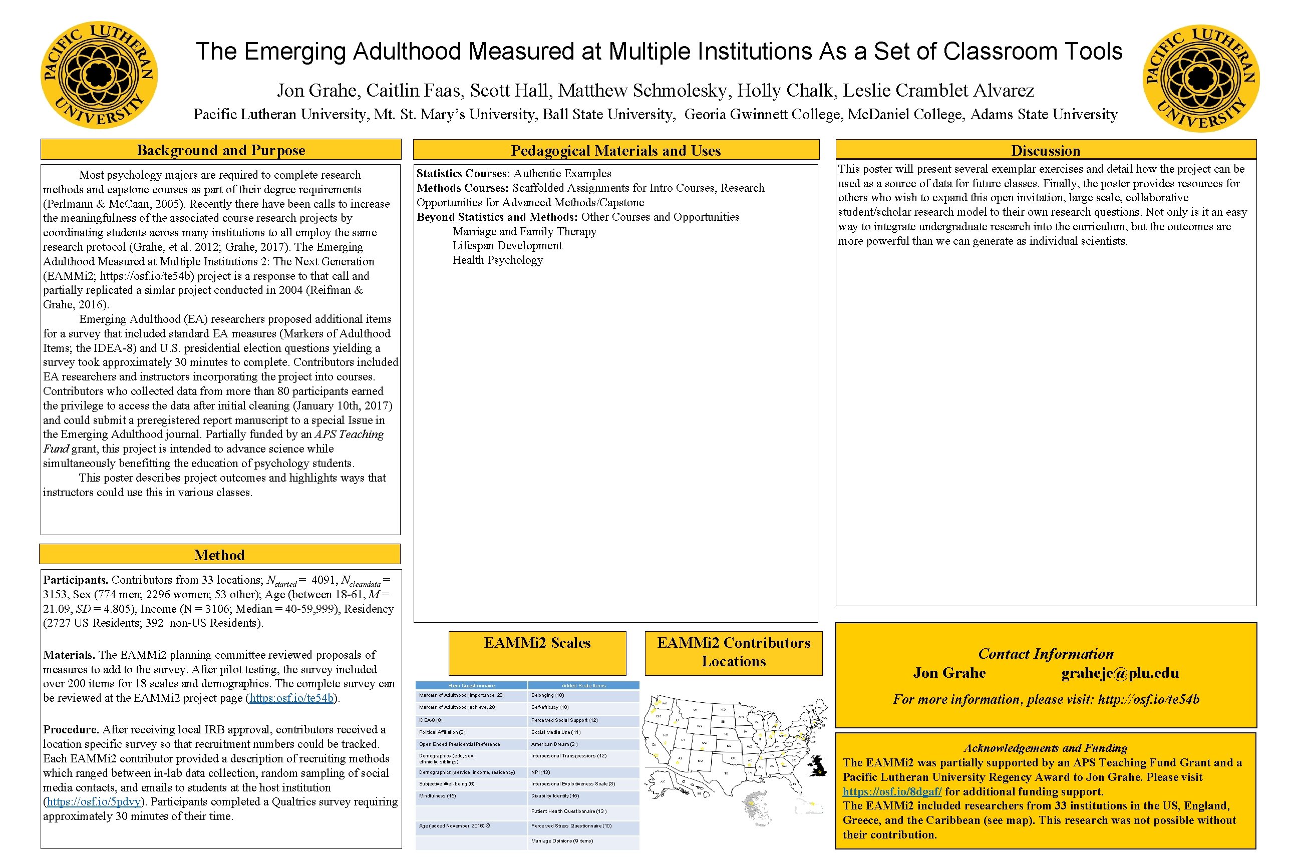 The Emerging Adulthood Measured at Multiple Institutions As
