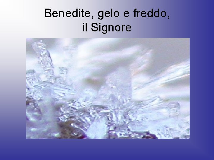 Benedite, gelo e freddo, il Signore 