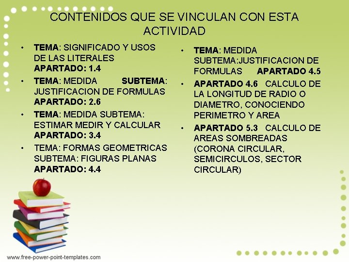 CONTENIDOS QUE SE VINCULAN CON ESTA ACTIVIDAD • • TEMA: SIGNIFICADO Y USOS DE