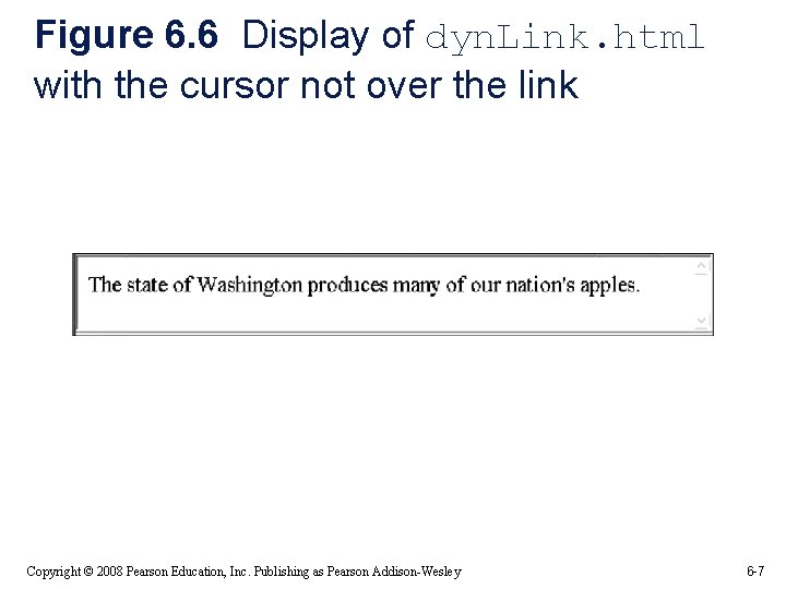 Figure 6. 6 Display of dyn. Link. html with the cursor not over the Figure 6. 6 Display of dyn. Link. html with the cursor not over the
