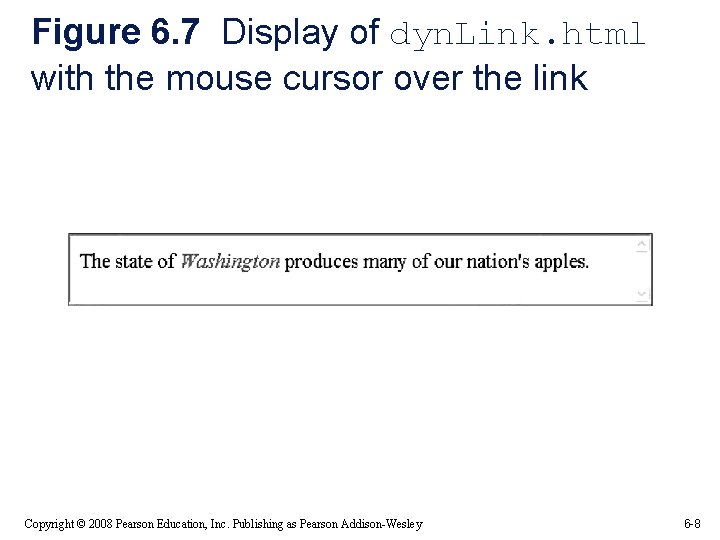Figure 6. 7 Display of dyn. Link. html with the mouse cursor over the Figure 6. 7 Display of dyn. Link. html with the mouse cursor over the