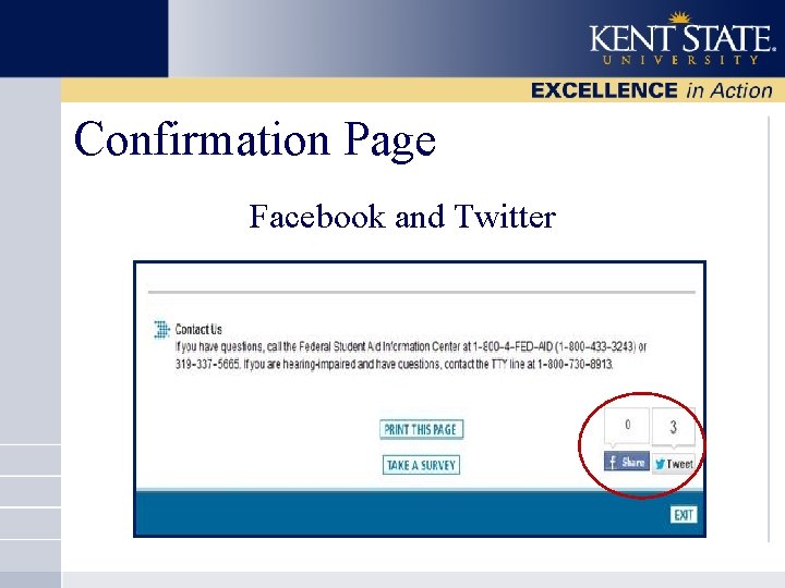 Confirmation Page Facebook and Twitter 