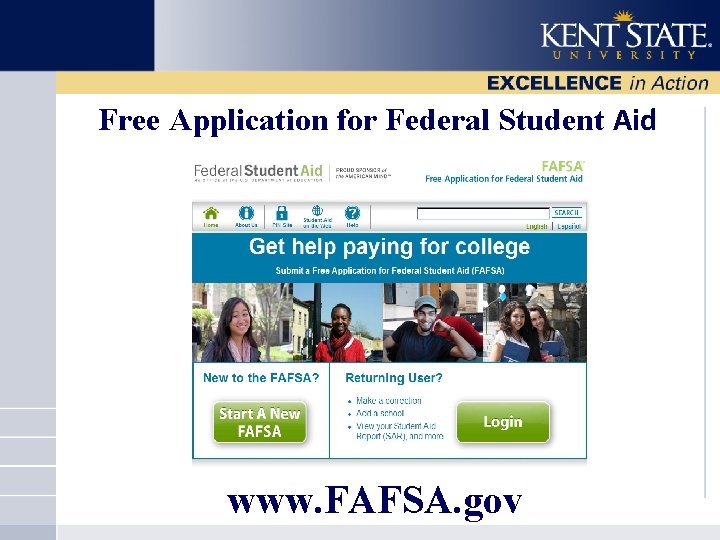 Free Application for Federal Student Aid www. FAFSA. gov 