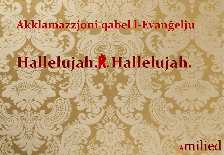 Akklamazzjoni qabel l-Evanġelju Hallelujah. ℟. Hallelujah. milied A 