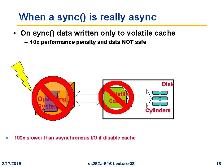 When a sync() is really async • On sync() data written only to volatile