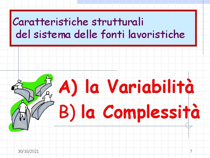 Caratteristiche strutturali del sistema delle fonti lavoristiche A) la Variabilità B) la Complessità 30/10/2021