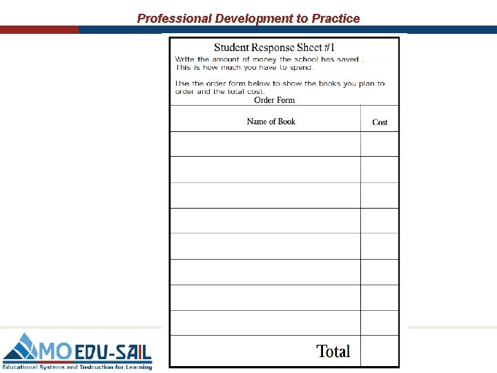 Professional Development to Practice 