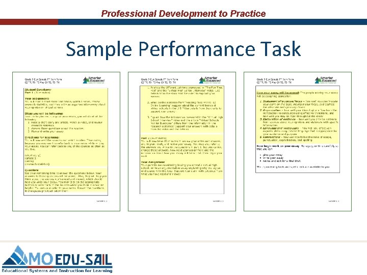 Professional Development to Practice Sample Performance Task 