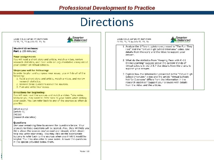 Professional Development to Practice Directions 
