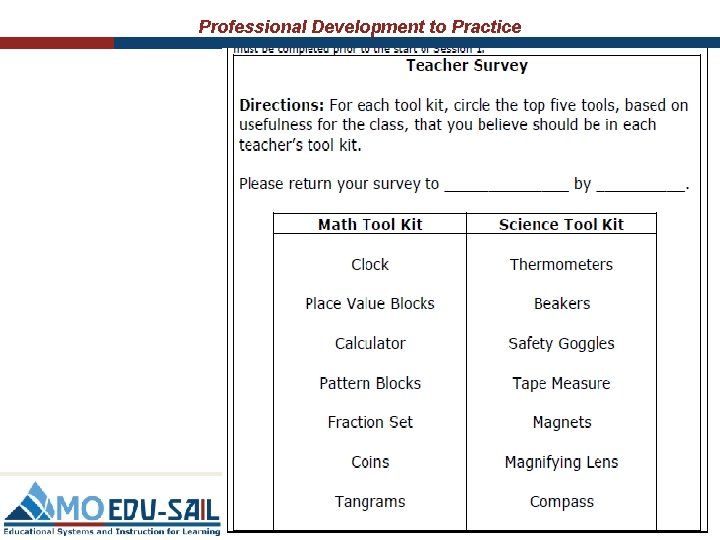 Professional Development to Practice 