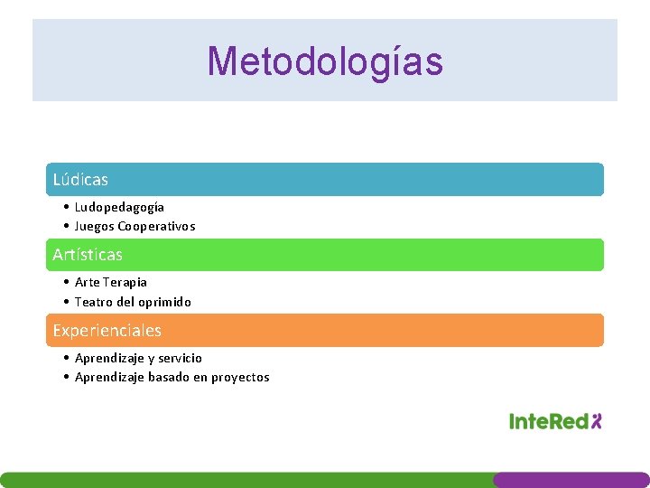 Metodologías Lúdicas • Ludopedagogía • Juegos Cooperativos Artísticas • Arte Terapia • Teatro del