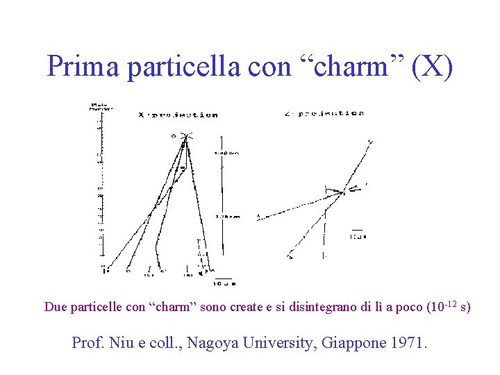 Prima particella con “charm” (X) Due particelle con “charm” sono create e si disintegrano