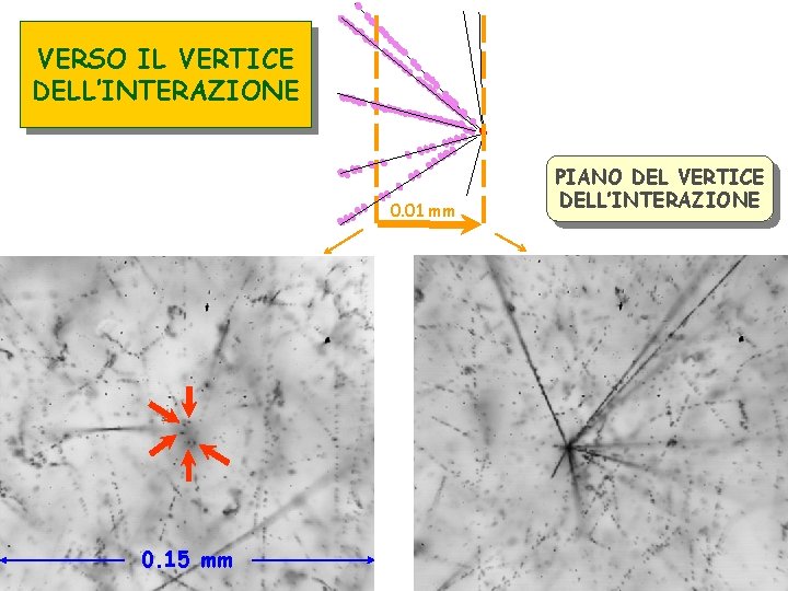 VERSO IL VERTICE DELL’INTERAZIONE 0. 01 mm 0. 15 mm PIANO DEL VERTICE DELL’INTERAZIONE