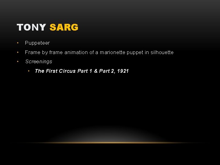 TONY SARG • Puppeteer • Frame by frame animation of a marionette puppet in