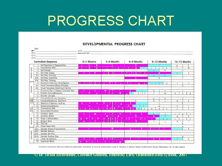 PROGRESS CHART © Dr. Susan Attermeier, Caroline Gooden, Kentucky Early Childhood Data System, 2007