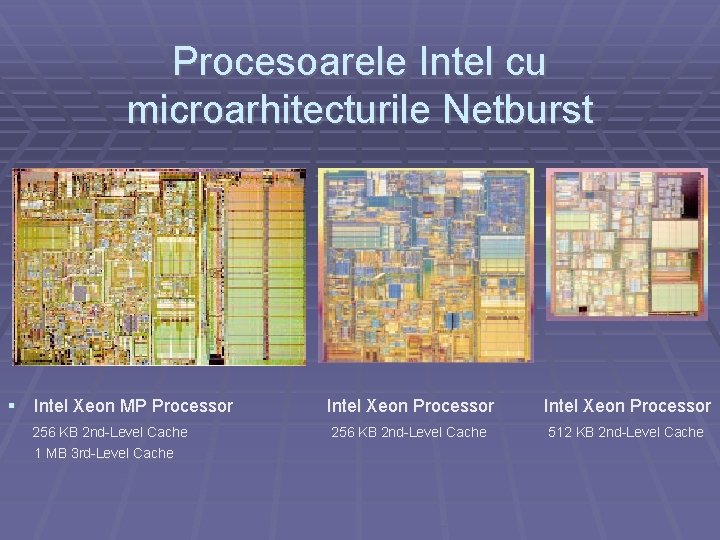 Procesoarele Intel cu microarhitecturile Netburst Intel Xeon MP Processor 256 KB 2 nd-Level Cache