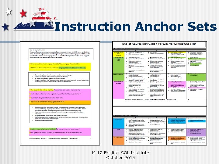 Instruction Anchor Sets K-12 English SOL Institute October 2013 