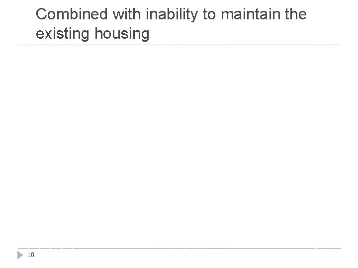 Combined with inability to maintain the existing housing 10 