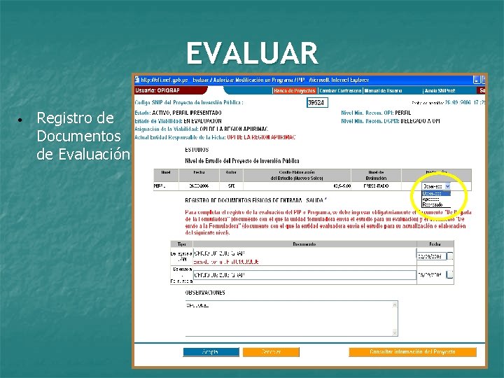 EVALUAR • Registro de Documentos de Evaluación 