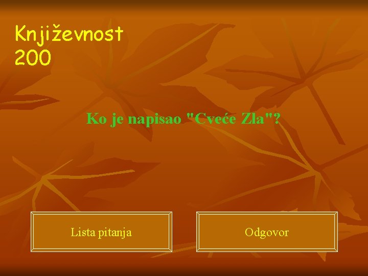 Književnost 200 Ko je napisao "Cveće Zla"? Lista pitanja Odgovor 