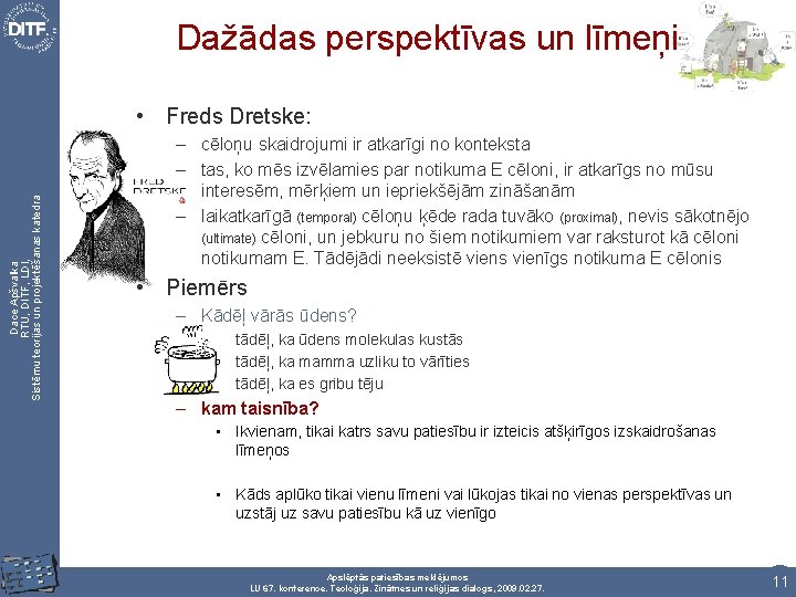 Dažādas perspektīvas un līmeņi Dace Apšvalka RTU, DITF, LDI, Sistēmu teorijas un projektēšanas katedra
