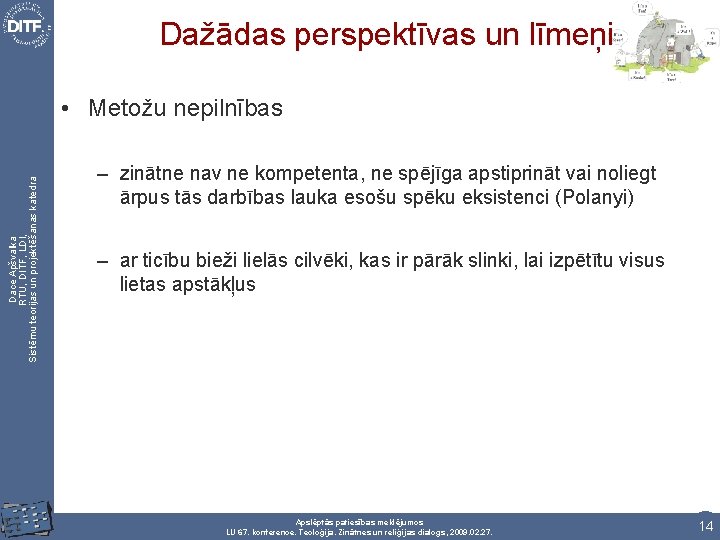 Dažādas perspektīvas un līmeņi Dace Apšvalka RTU, DITF, LDI, Sistēmu teorijas un projektēšanas katedra