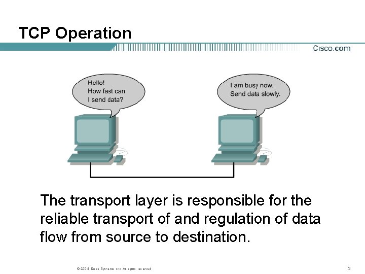 TCP Operation The transport layer is responsible for the reliable transport of and regulation TCP Operation The transport layer is responsible for the reliable transport of and regulation