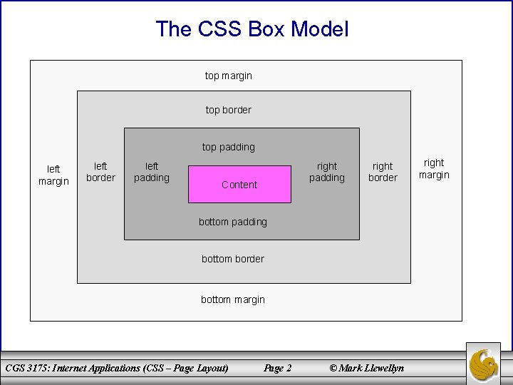 The CSS Box Model top margin top border top padding left margin left border