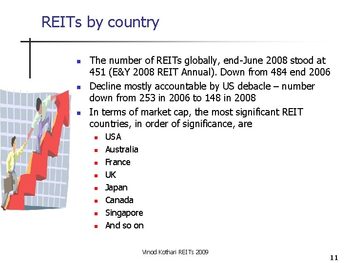 REITs by country n n n The number of REITs globally, end-June 2008 stood