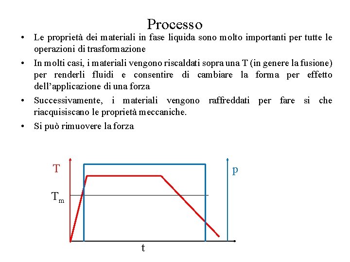 Processo • Le proprietà dei materiali in fase liquida sono molto importanti per tutte